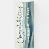 Moderne Tropische strand bruiloft gefeliciteerd Spandoek (Verticaal)