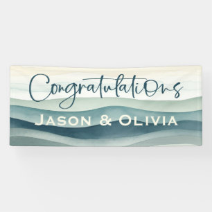 Moderne Tropische strand bruiloft gefeliciteerd Spandoek