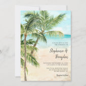 Moderne Tropische Strand Palm Tree Wedding Kaart (Voorkant)