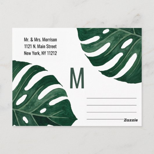 Moderne Tropische Zwitserse Kaasblad Goud Save Dat Briefkaart (Achterkant)