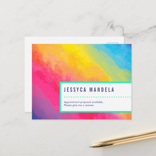 Moderne trots regenboog briefkaart (Voorkant / Achterkant in situ)