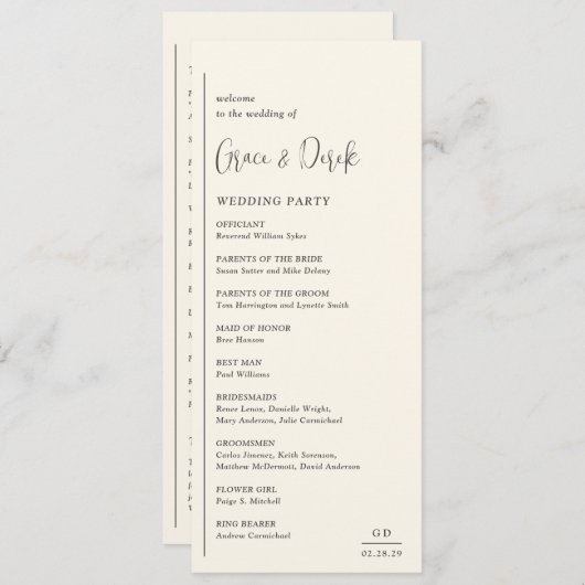 Moderne Trouw Bruiloft Ivory Programma (Voorkant / Achterkant)