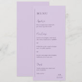 Moderne Trouw Bruiloft Lilac Menu (Voorkant / Achterkant)