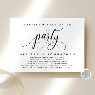 Moderne trouw-elopement Happily Ever After-feest Kaart