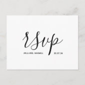 Moderne trouw-RSVP kaart Zwart en Wit Schrift (Voorkant)