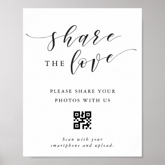 Moderne trouw 'Share the Love' QR-code bord Poster (Voorkant)