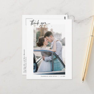 Moderne Trouwcalligrafie Foto Bedankt Briefkaart