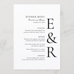 Moderne Trouwdag met Krachtig Monogram Minimalisti Menu