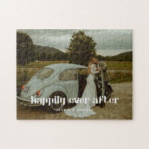 Moderne Trouwfoto Aangepaste Namen Legpuzzel