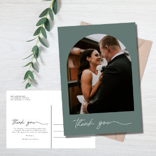 Moderne trouwfoto bedanken briefkaart
