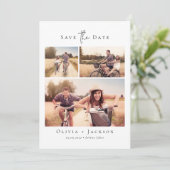 Moderne trouwfoto collage save the date (Staand voorkant)