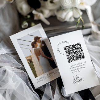 Moderne trouwfoto Deel de liefde QR-code Informatiekaartje