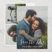 Moderne Trouwfoto met Elegante Lettertypografie Save The Date (Voorkant / Achterkant)