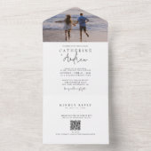 Moderne Trouwfoto QR-code All-in-1 Uitnodiging (Binnen)