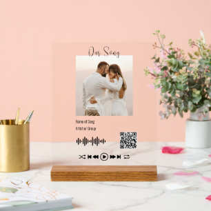 Moderne trouwfoto QR Code Eerste danslied Acryl Bord