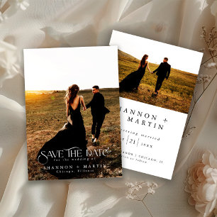 Moderne Trouwfoto Typografie Script Save The Date