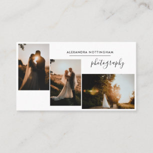 Moderne trouwfotografie met drie foto's collage visitekaartje