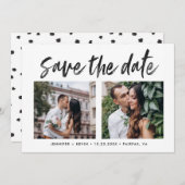 Moderne trouwfoto's Sla de datumkaarten op Aankondiging (Voorkant / Achterkant)