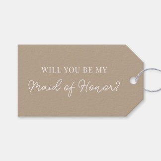 Moderne Trouwjuffrouw Voorstel Tag Cadeaulabel