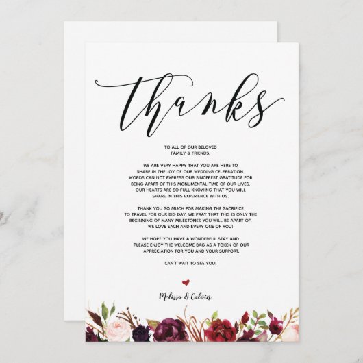 Moderne trouwkaart bedankt v1 kaart (Voorkant / Achterkant)