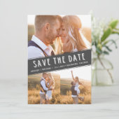 Moderne Trouwkaart met Drie Foto's Collage Save th Save The Date (Staand voorkant)