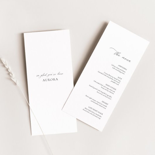 Moderne trouwkaart met gastnaam menu