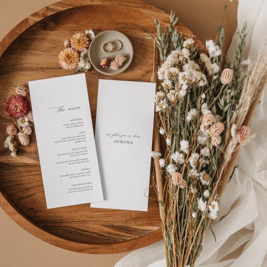 Moderne trouwkaart met gastnaam menu