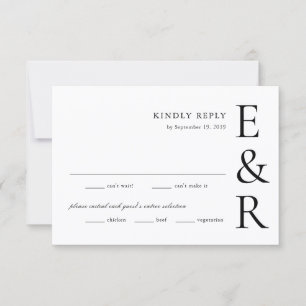 Moderne Trouwkaart Met Krachtig Monogram Minimalis RSVP Kaartje