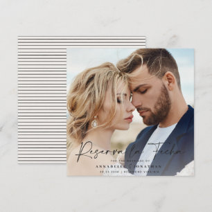 Moderne trouwkaart Reserva la Fecha crème zwart Be Save The Date