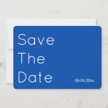 Moderne Trouwkaart 'Save the Date' in kobaltblauw