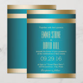 Moderne trouwkaart uitnodigingen met turquoise en  (Voorkant / Achterkant)