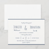 Moderne trouwkaarten in navy & wit kaart (Voorkant / Achterkant)