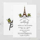 Moderne Trouwlocatie Parijs Eiffeltoren Kaart (Voorkant / Achterkant)