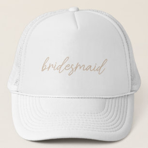Moderne Trouwpartij Beige Script Trucker Pet