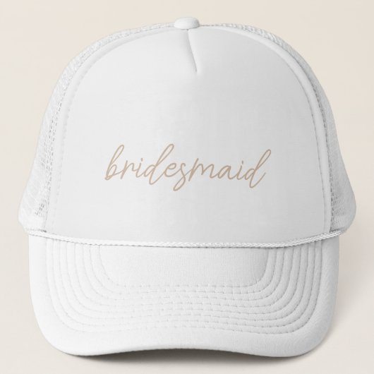 Moderne Trouwpartij | Beige Script Trucker Pet (Voorkant)