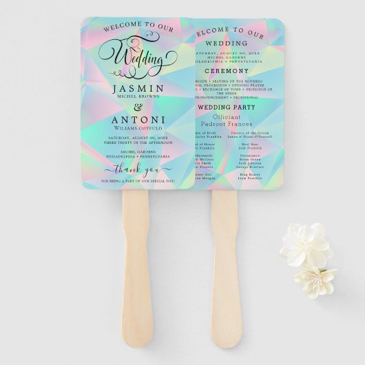 Moderne trouwprogramma ventilatoren met handwaaier (Voorkant en achterkant)