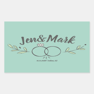 Moderne Trouwring Doodle Save the Date Rechthoekige Sticker