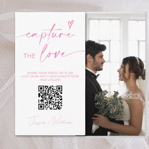 Moderne Trouwroze Leg de liefde vast Qr Code Informatiekaartje