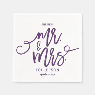 Moderne Trouwservetten Brush Script (Pruim) Servet