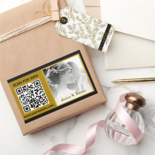 Moderne Trouwstickers, QR-code, Foto, Zwart Rechthoekige Sticker