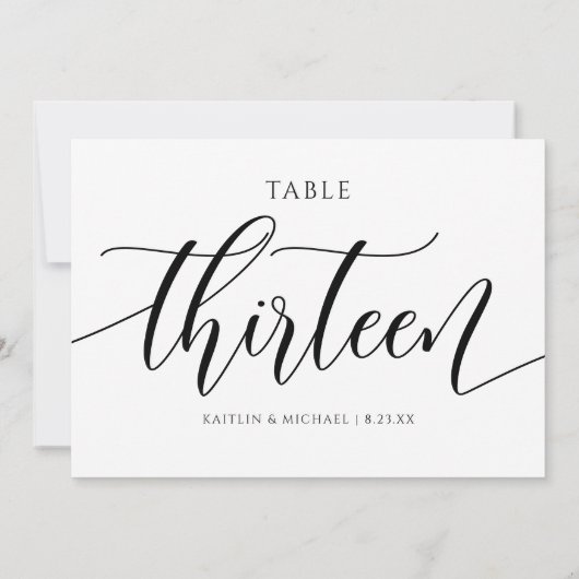 Moderne Trouwtafel Nummers Kalligrafie - 13 Kaart (Achterkant)