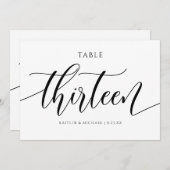 Moderne Trouwtafel Nummers Kalligrafie - 13 Kaart (Voorkant / Achterkant)
