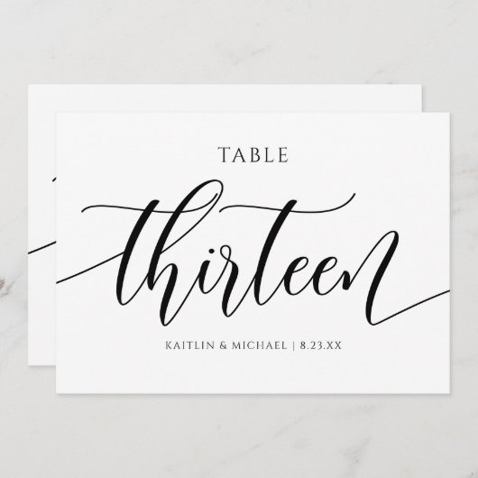 Moderne Trouwtafel Nummers Kalligrafie - 13 Kaart (Voorkant / Achterkant)