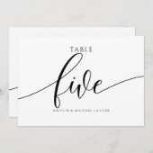Moderne Trouwtafel Nummers Kalligrafie - 5 Kaart (Voorkant / Achterkant)