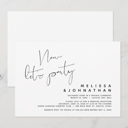 Moderne Trouwvlucht, Nu gaan we feestvieren Kaart (Voorkant / Achterkant)