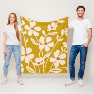 Moderne Tuin Bloemige Silhouet  Fleece Deken