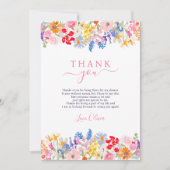 Moderne tuin wilde bloemen script bruids douche bedankkaart (Voorkant)