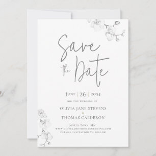Moderne Tuinorchideeën Trouwfoto Save the Date Kaart