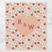 Moderne tulp Retro trouw wijnlabel Wijn Etiket (Enkel label)