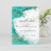 Moderne Turkoois Waterverf Geode BarefootBride™ (Staand voorkant)